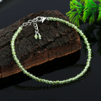 Green Prehnite Healing Bracelet | Natural Micro Round Gemstone Beads Armonia
