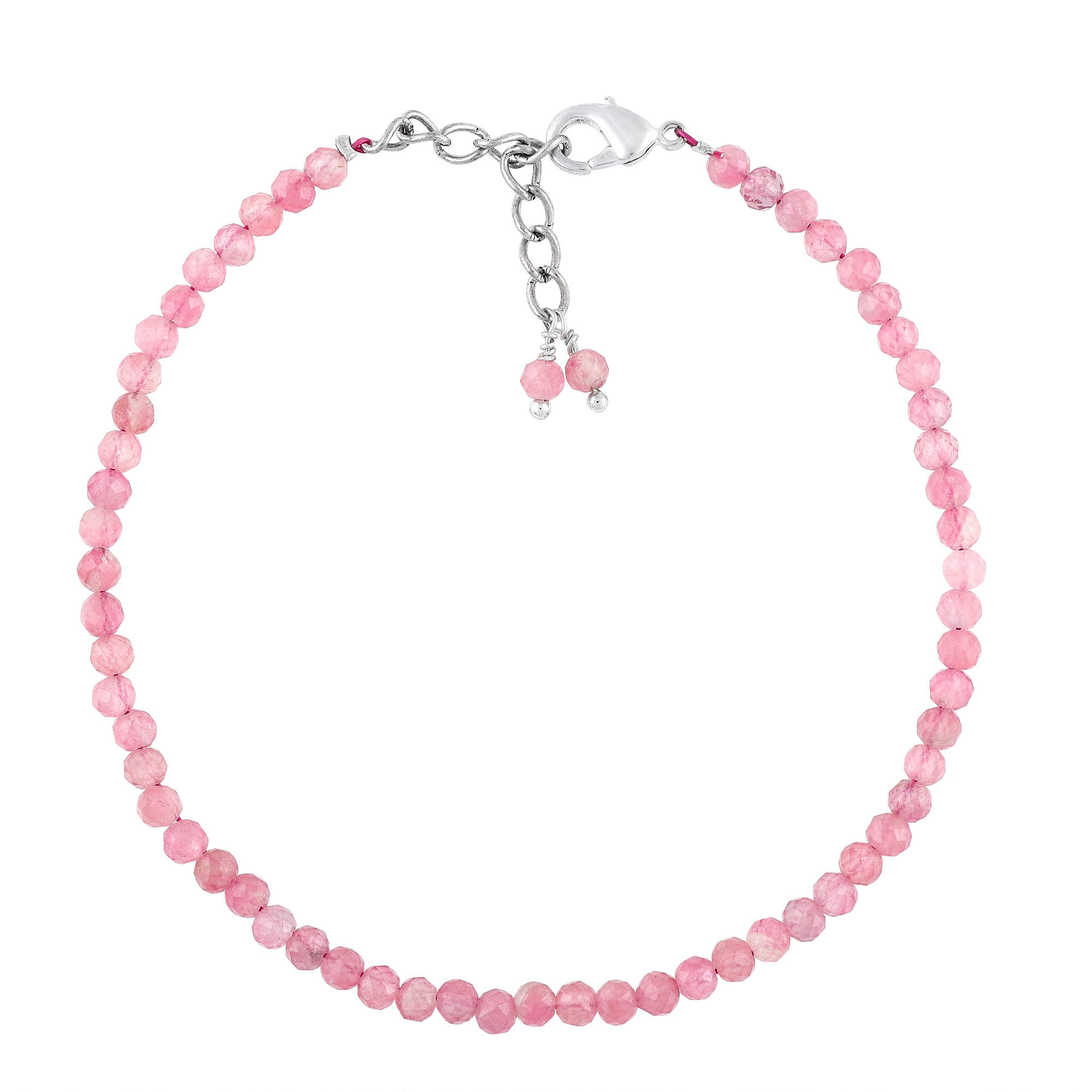 Natural Pink Tourmaline Gemstone Micro Round Beads Bracelet, Birthstone Healing Crystal