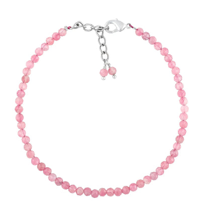 Pink Tourmaline Healing Bracelet | Natural Micro Round Gemstone Beads Armonia