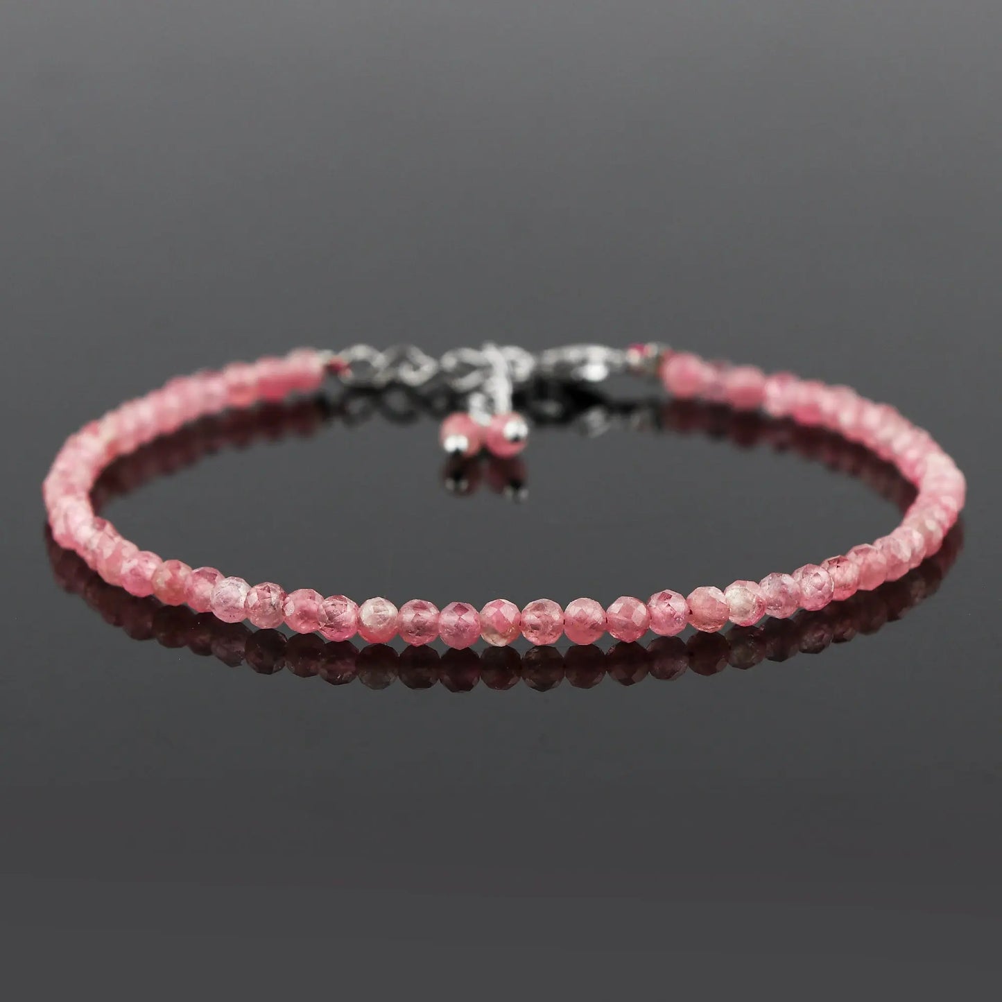 Pink Tourmaline Healing Bracelet | Natural Micro Round Gemstone Beads Armonia