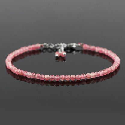 Pink Tourmaline Healing Bracelet | Natural Micro Round Gemstone Beads Armonia