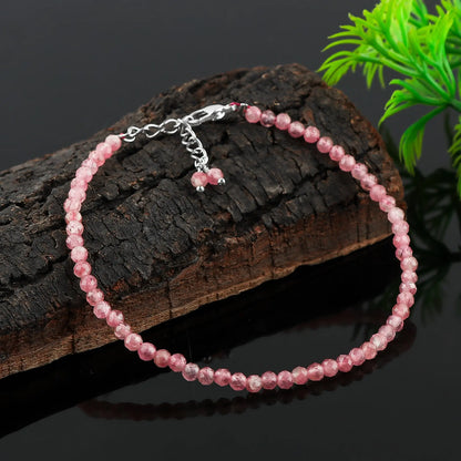Pink Tourmaline Healing Bracelet | Natural Micro Round Gemstone Beads Armonia