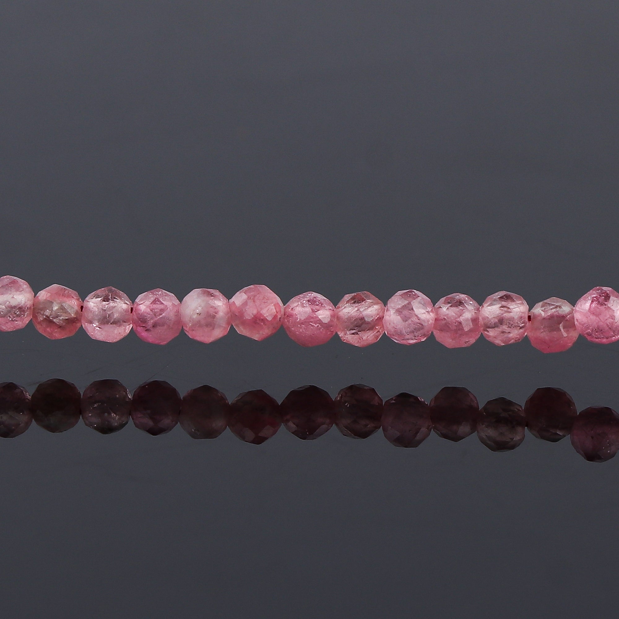 Natural Pink Tourmaline Gemstone Micro Round Beads Bracelet, Birthstone Healing Crystal