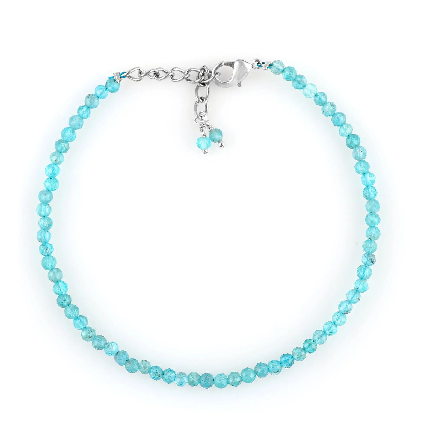 Blue Apatite Healing Gemstone Bracelet | Natural Micro Round Beads Jewelry Armonia