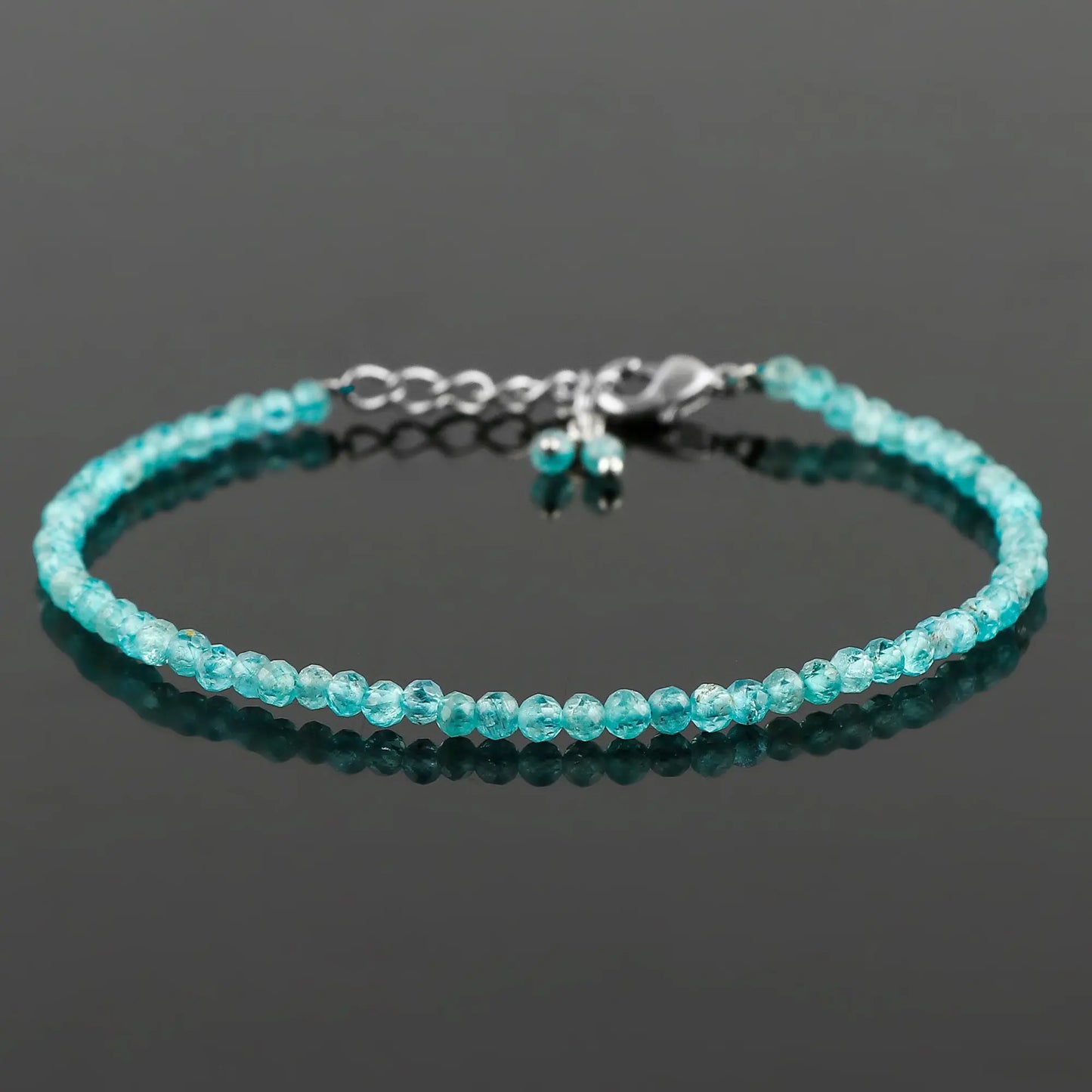 Blue Apatite Healing Gemstone Bracelet | Natural Micro Round Beads Jewelry Armonia