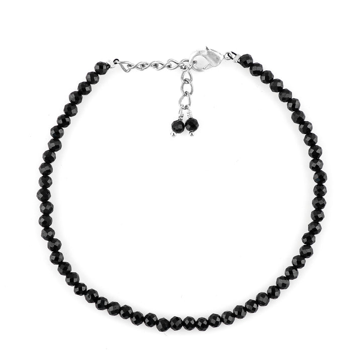 Natural Black Spinel Gemstone Micro Faceted Round Beads Bracelet, Birthstone Healing Crystal