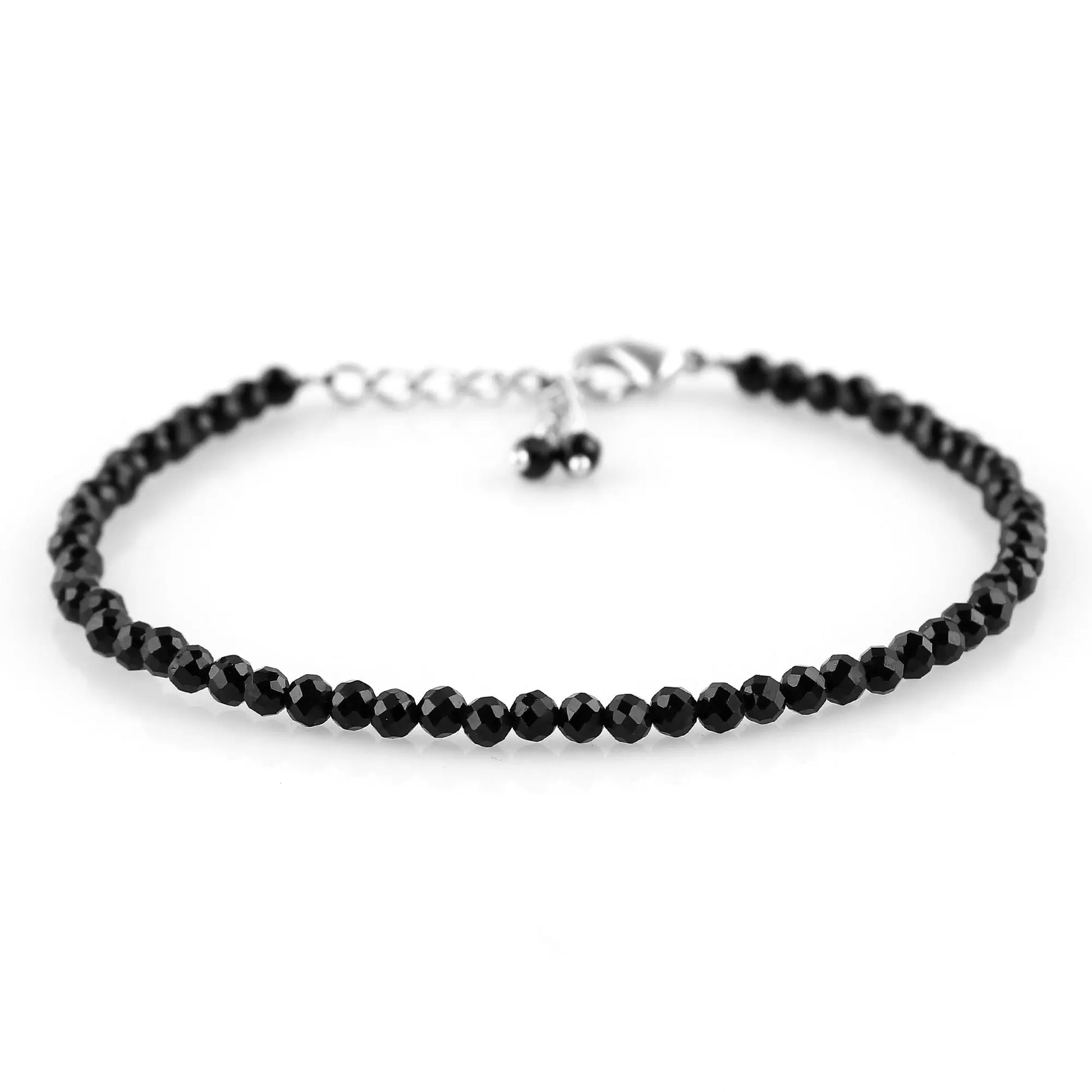 Black Spinel Healing Gemstone Bracelet | Natural Faceted Crystal Beads Armonia
