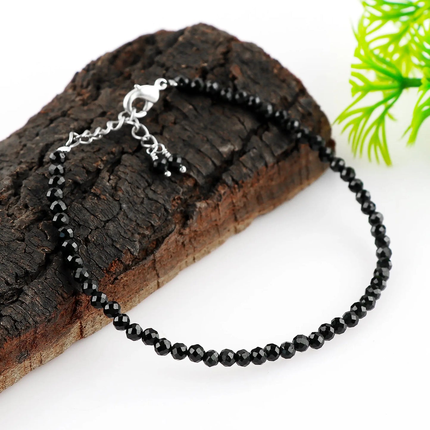 Black Spinel Healing Gemstone Bracelet | Natural Faceted Crystal Beads Armonia