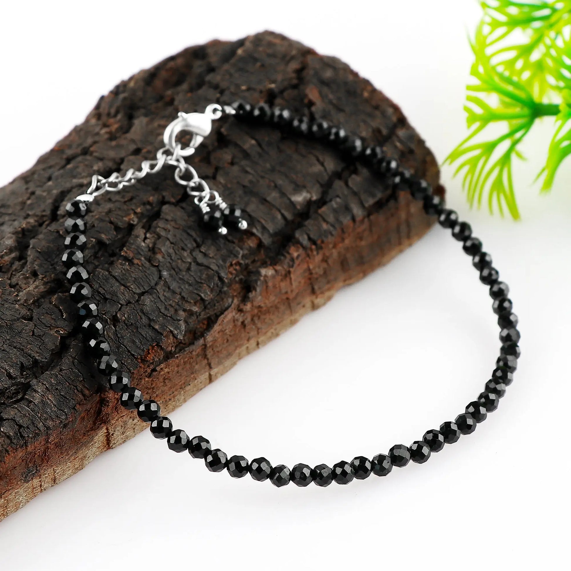 Black Spinel Healing Gemstone Bracelet | Natural Faceted Crystal Beads Armonia