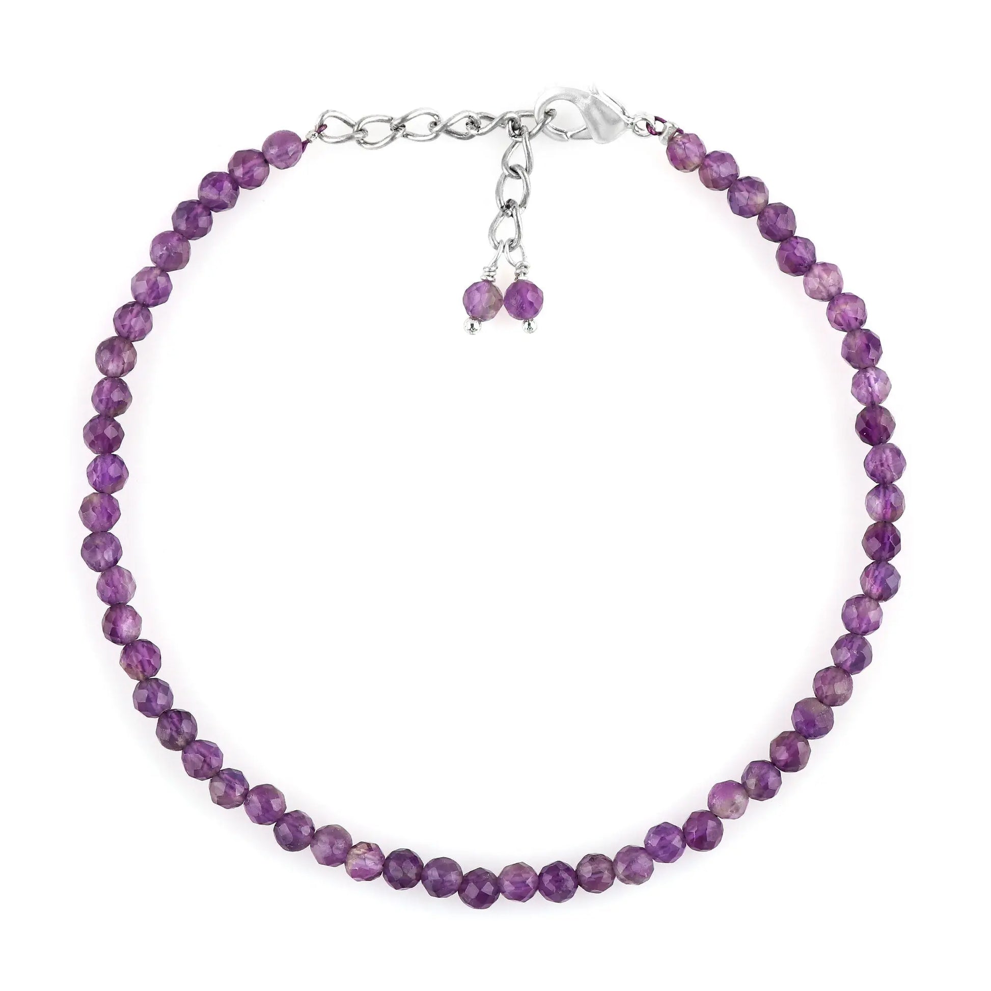 Genuine Amethyst Beads Bracelet | Natural Micro-Faceted Purple Gemstone Armonia
