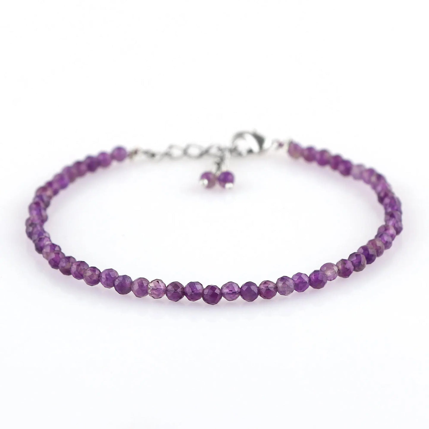 Genuine Amethyst Beads Bracelet | Natural Micro-Faceted Purple Gemstone Armonia