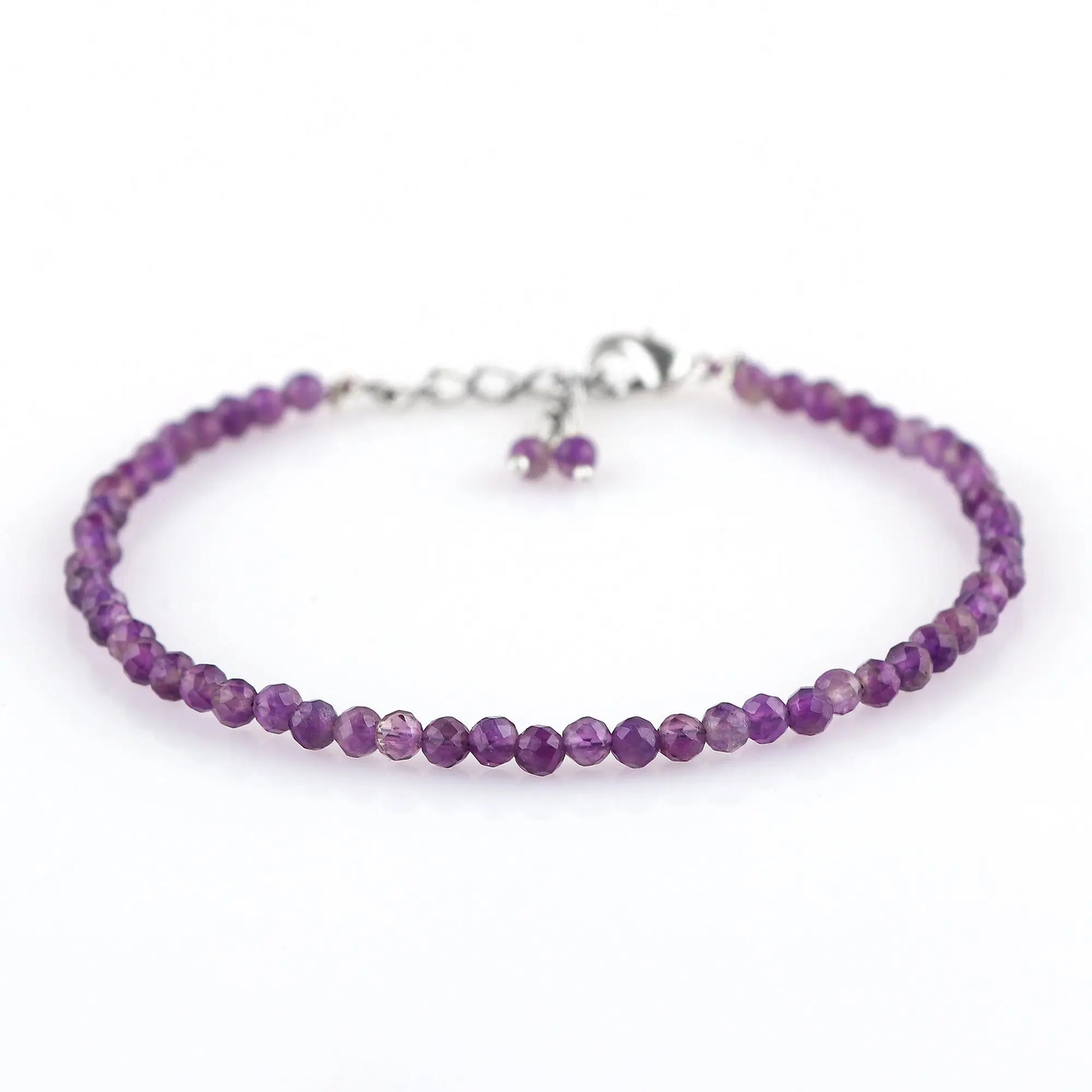 Genuine Amethyst Beads Bracelet | Natural Micro-Faceted Purple Gemstone Armonia