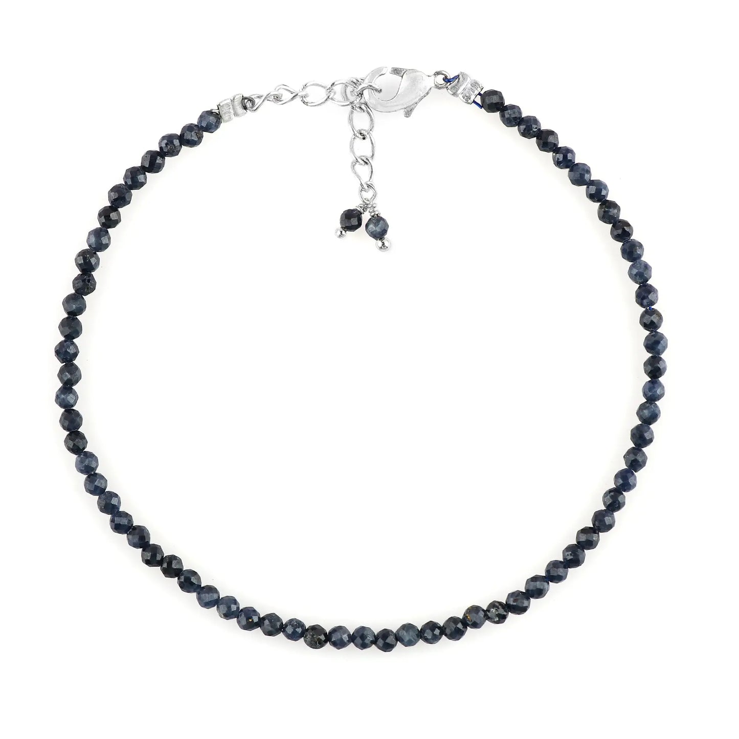 Genuine Blue Sapphire Beads Bracelet | Natural Micro-Faceted Gemstone Armonia
