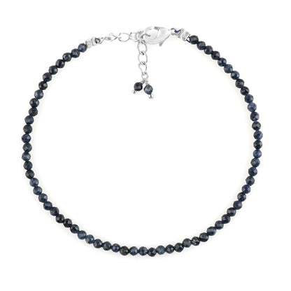 Genuine Blue Sapphire Beads Bracelet | Natural Micro-Faceted Gemstone Armonia