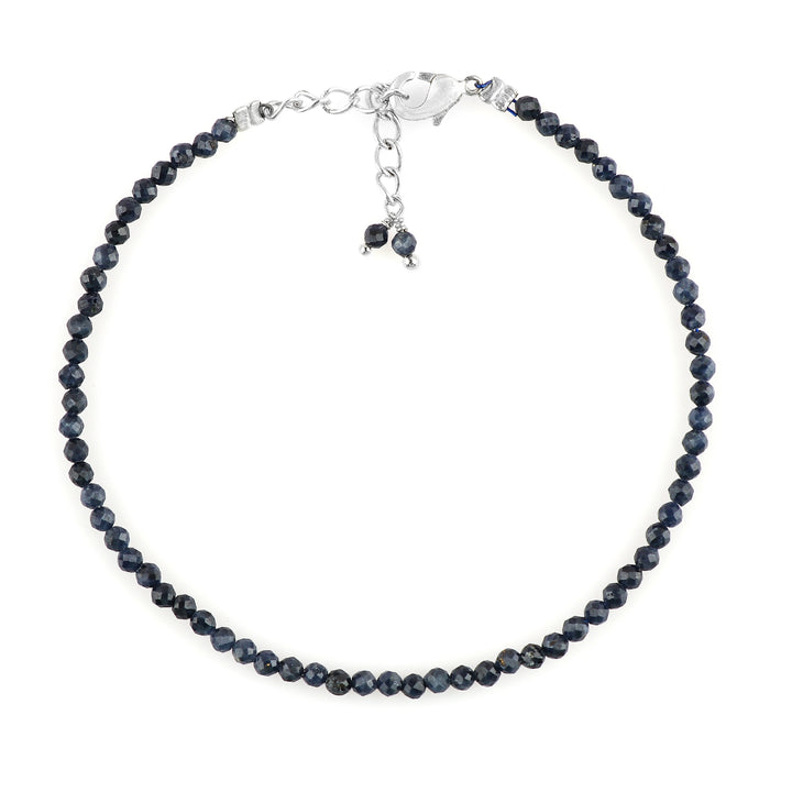Natural Sapphire Gemstone Micro Faceted Round Beads Bracelet, Birthstone Healing Crystal (Copy)
