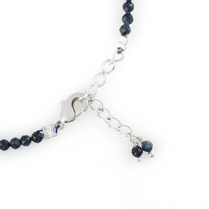 Genuine Blue Sapphire Beads Bracelet | Natural Micro-Faceted Gemstone Armonia