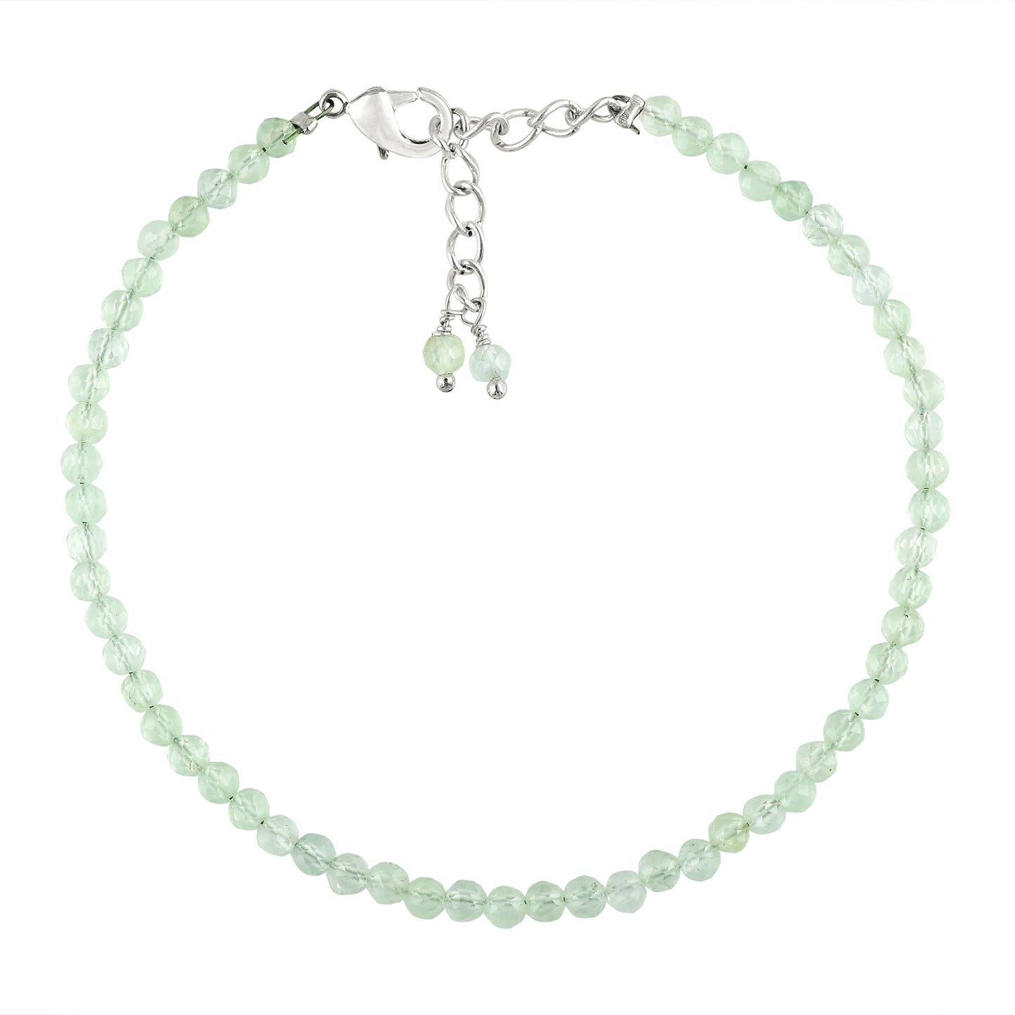 Natural Prehnite Gemstone Bracelet | Micro-Faceted Green Crystal Beads