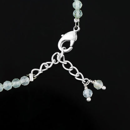 Natural Prehnite Gemstone Bracelet | Micro-Faceted Green Crystal Beads