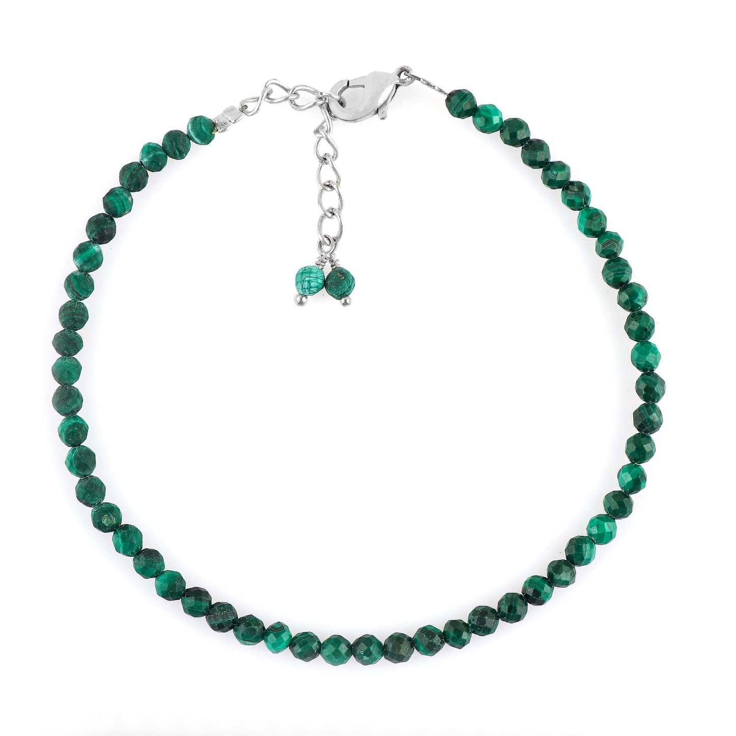 Natural Malachite Gemstone Bracelet | Micro-Faceted Green Beads Jewelry