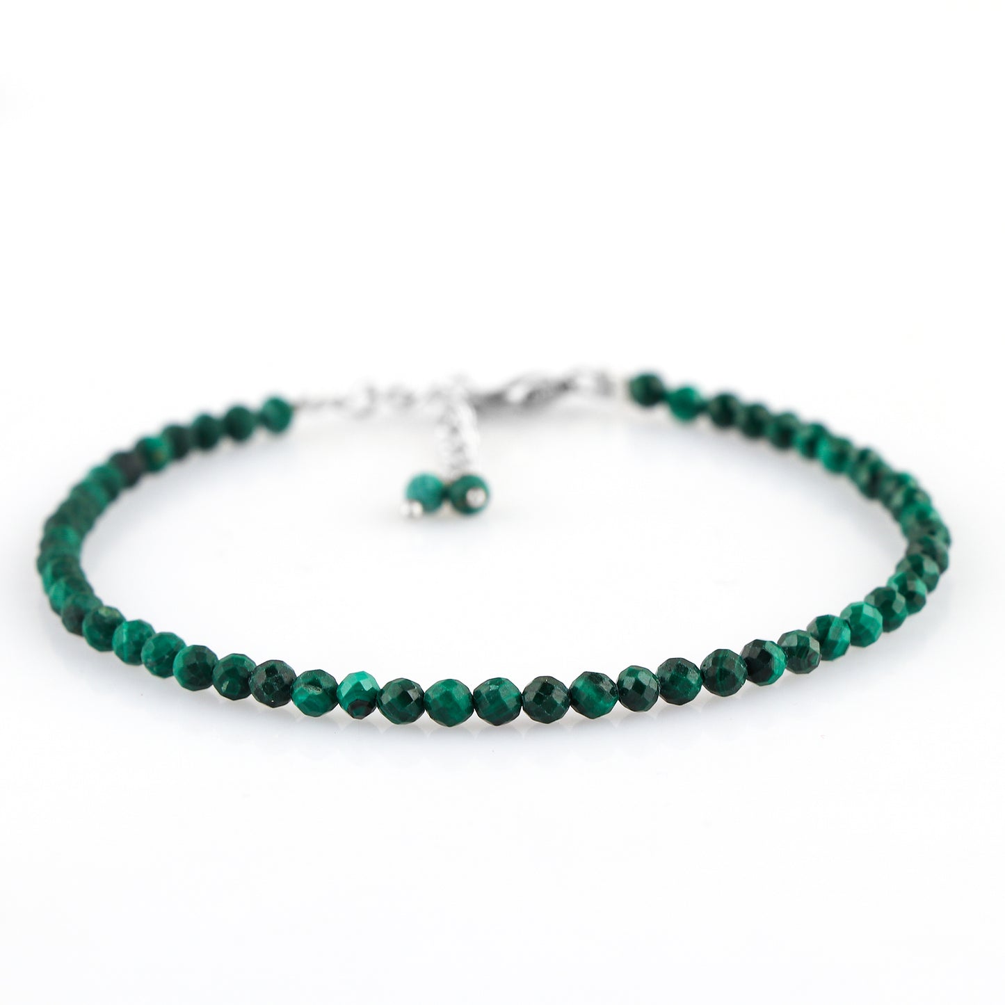 Natural Malachite Gemstone Bracelet | Micro-Faceted Green Beads Jewelry