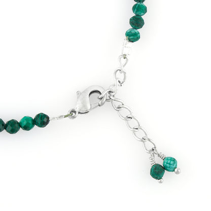Natural Malachite Gemstone Bracelet | Micro-Faceted Green Beads Jewelry