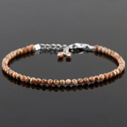 Natural Rhodochrosite Micro-Faceted Beads Bracelet | Pink Gemstone