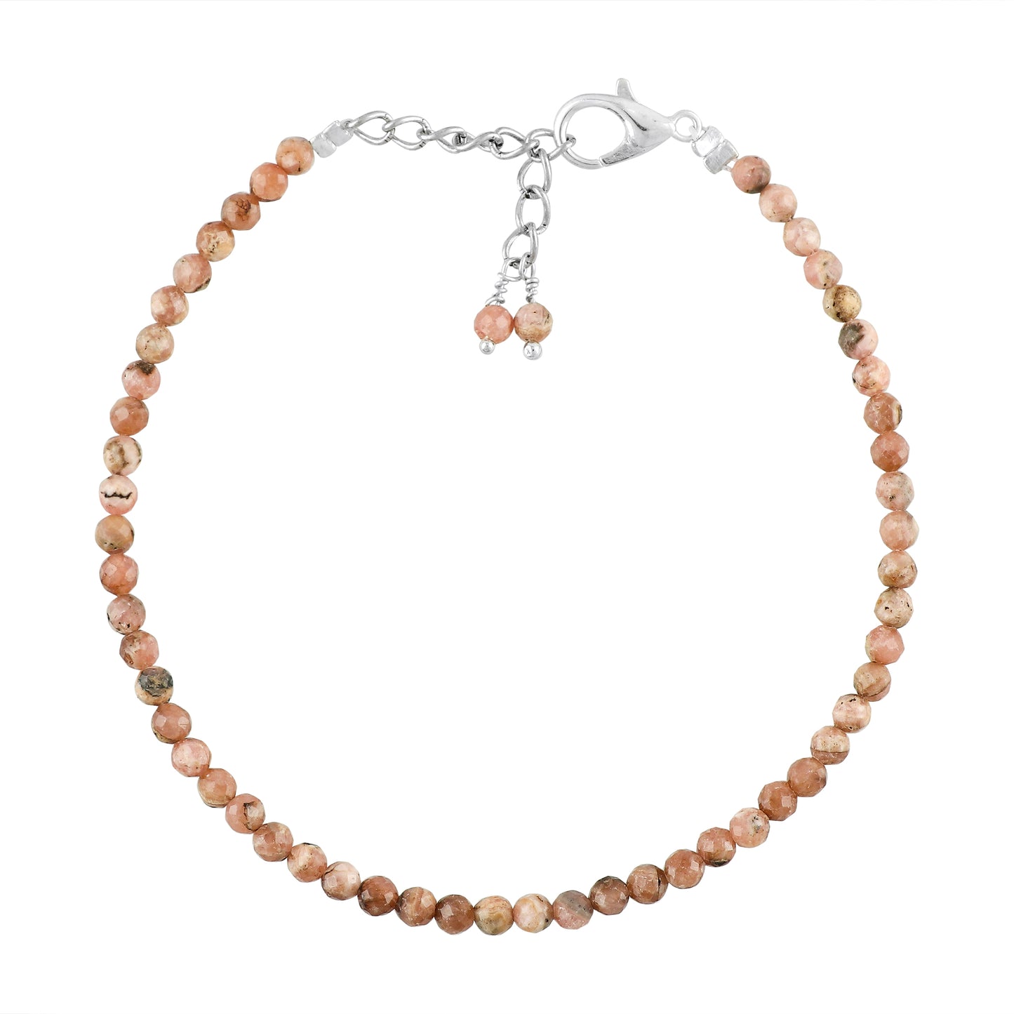 Natural Rhodochrosite Micro-Faceted Beads Bracelet | Pink Gemstone