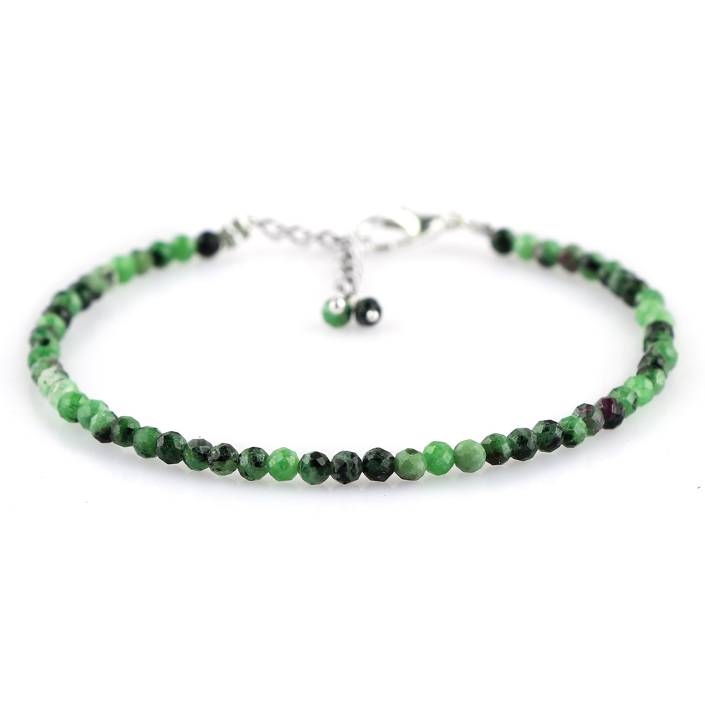 Ruby Zoisite Gemstone Bracelet with Micro-Faceted Round Beads – Natural Crystal Stone