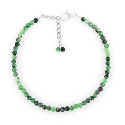 Ruby Zoisite Gemstone Bracelet with Micro-Faceted Round Beads – Natural Crystal Stone
