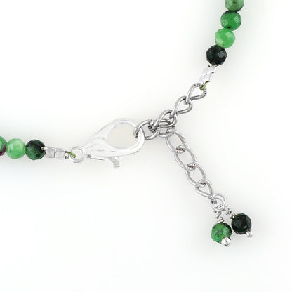 Ruby Zoisite Gemstone Bracelet with Micro-Faceted Round Beads – Natural Crystal Stone