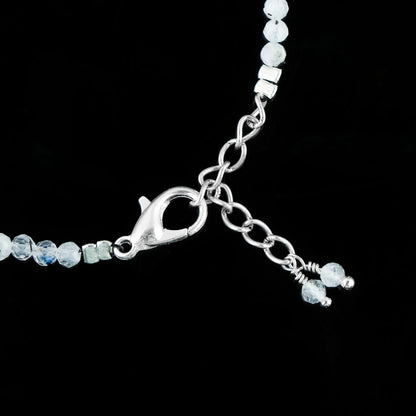 Natural Moonstone Micro-Faceted Round Beads Bracelet – Rainbow Healing Crystal Birthstone Jewelry