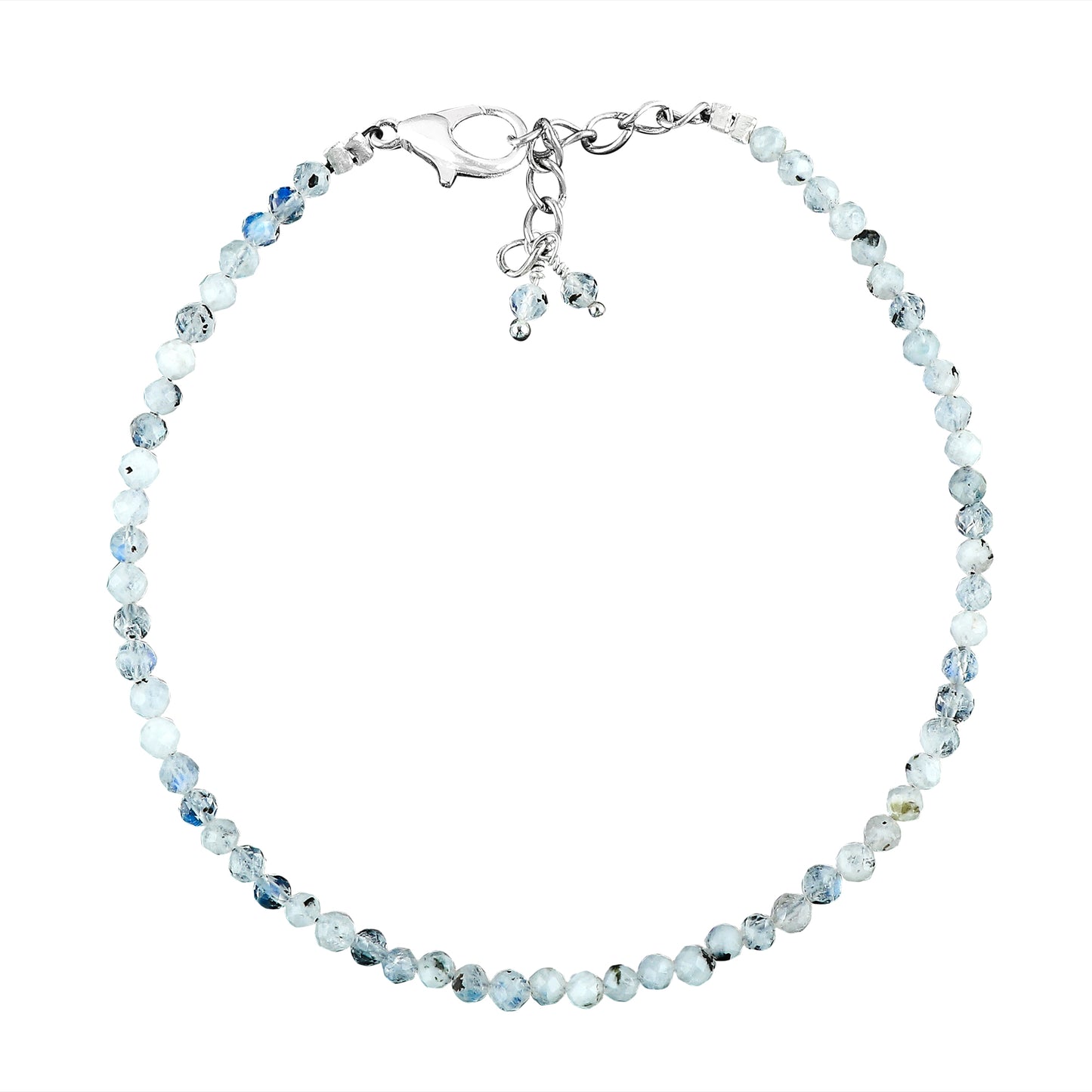 Natural Moonstone Micro-Faceted Round Beads Bracelet – Rainbow Healing Crystal Birthstone Jewelry