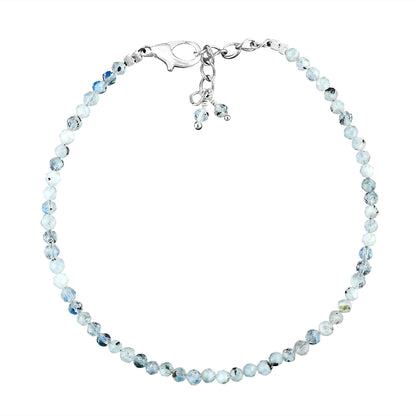 Natural Moonstone Micro-Faceted Round Beads Bracelet – Rainbow Healing Crystal Birthstone Jewelry