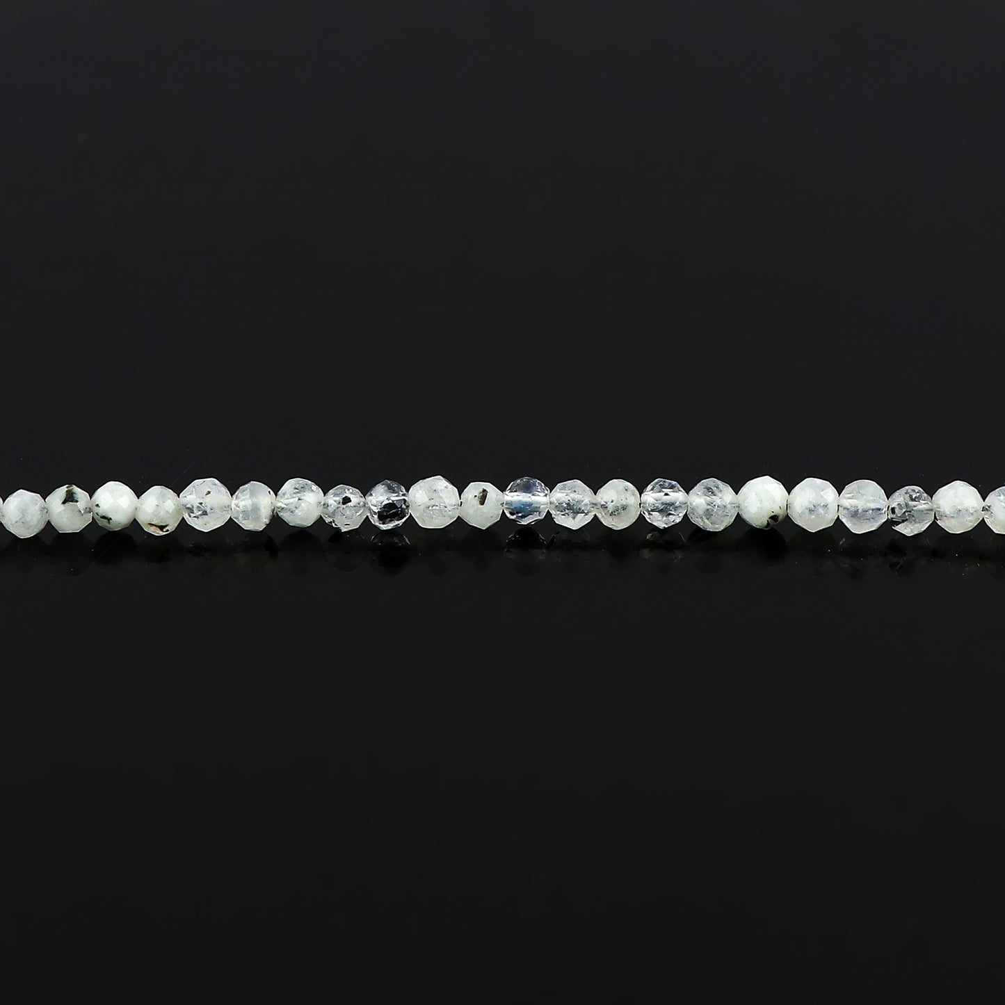 Natural Moonstone Micro-Faceted Round Beads Bracelet – Rainbow Healing Crystal Birthstone Jewelry