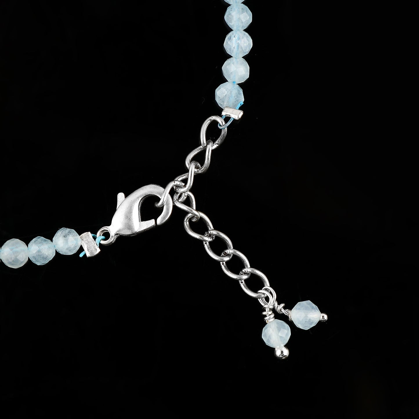 Natural Aquamarine Gemstone Micro-Faceted Beads Bracelet – Healing Crystal Birthstone Jewelry