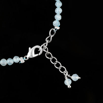 Natural Aquamarine Gemstone Micro-Faceted Beads Bracelet – Healing Crystal Birthstone Jewelry
