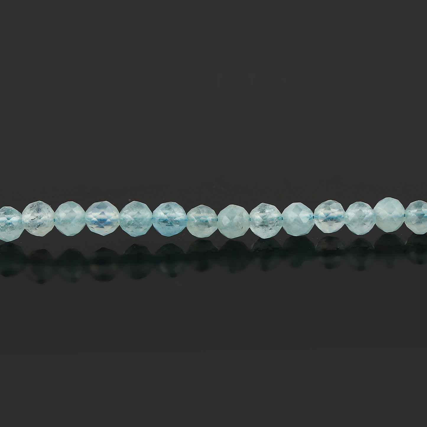 Natural Aquamarine Gemstone Micro-Faceted Beads Bracelet – Healing Crystal Birthstone Jewelry