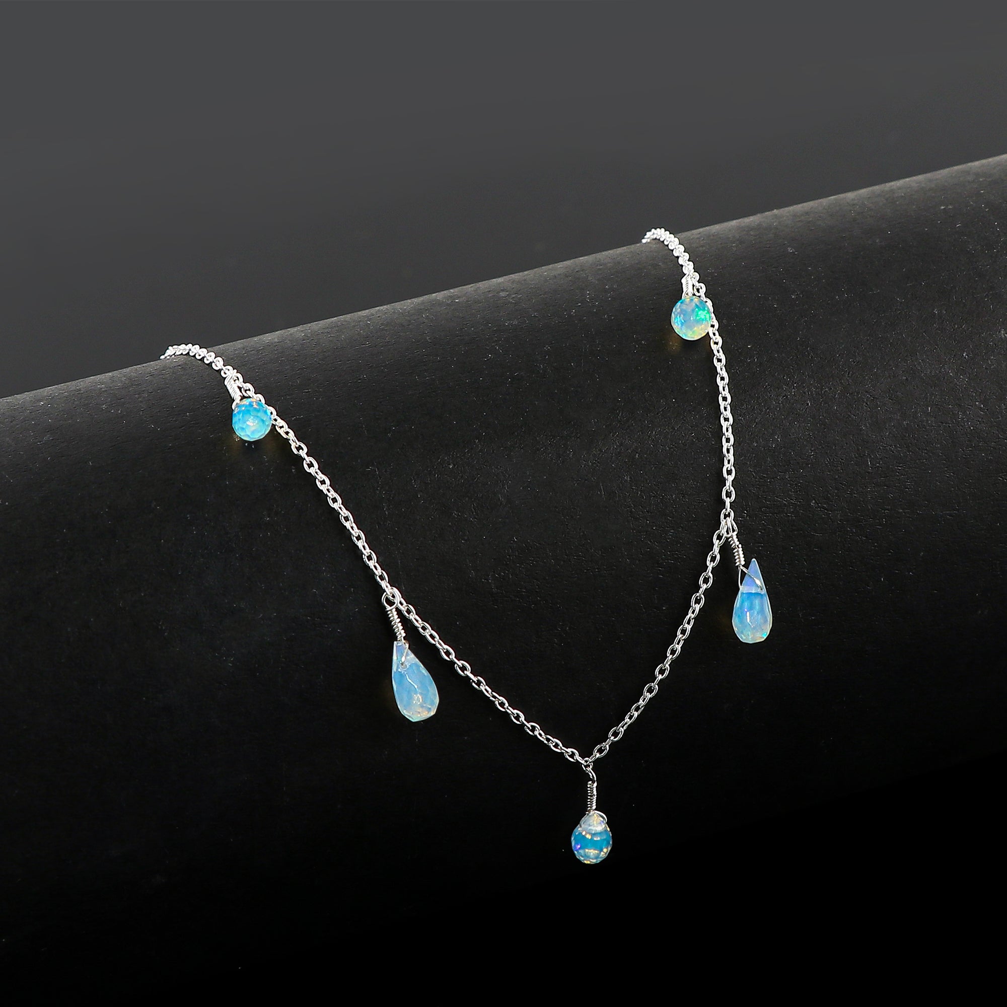 18 Ct 5-Drop Ethiopian Opal Necklace