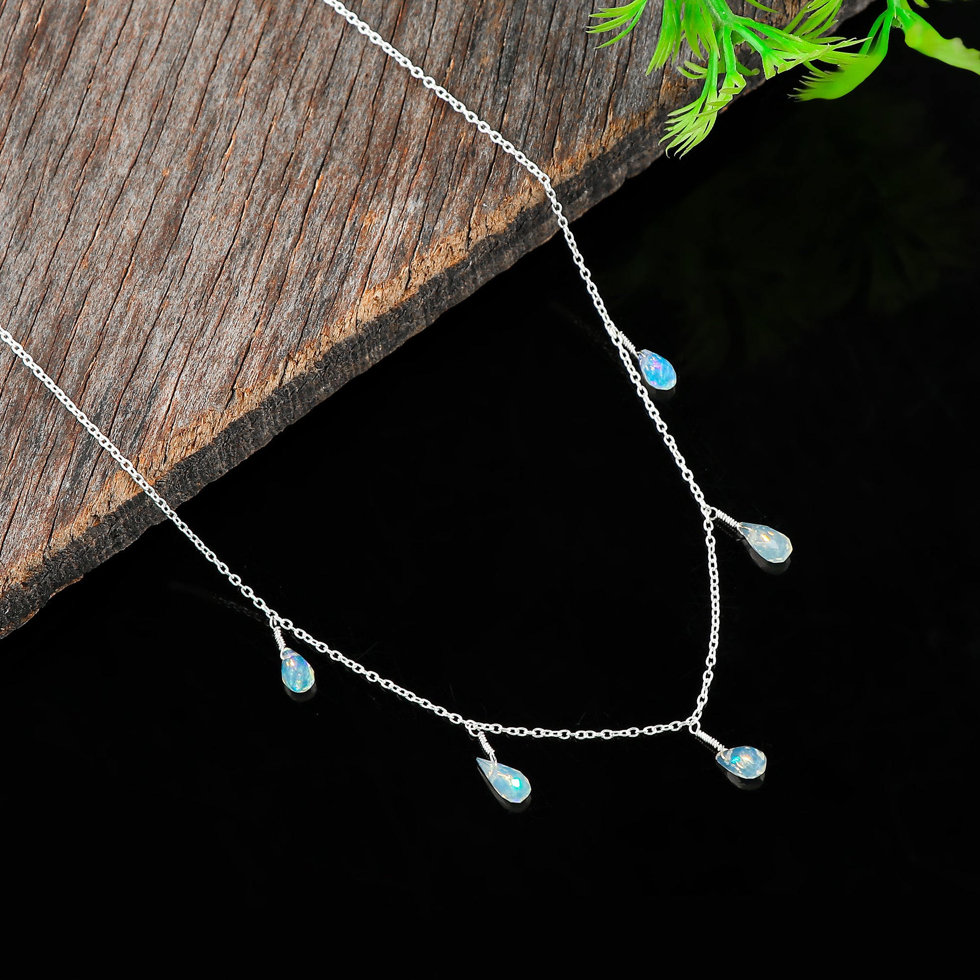 18 Ct 5-Drop Ethiopian Opal Necklace
