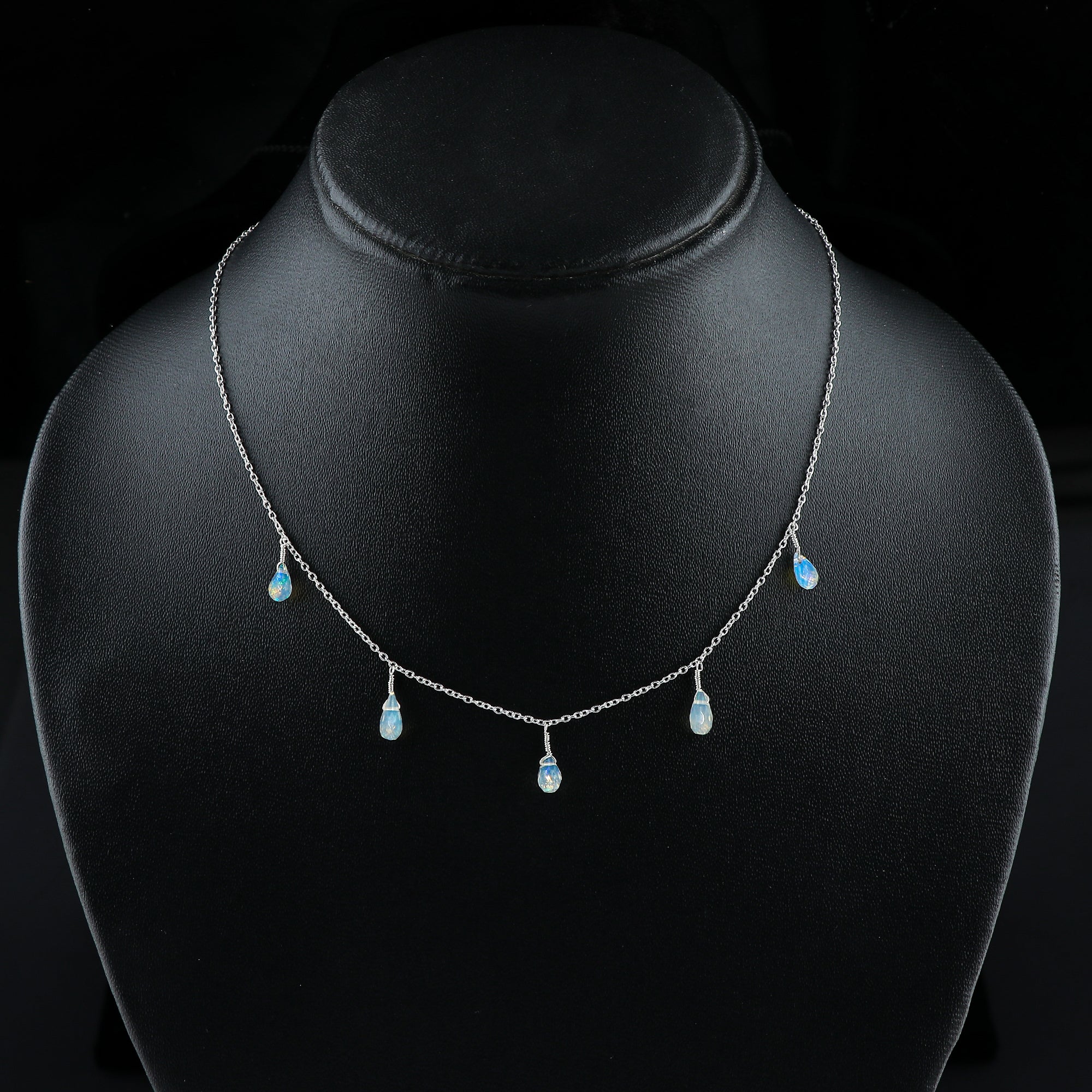 18 Ct 5-Drop Ethiopian Opal Necklace