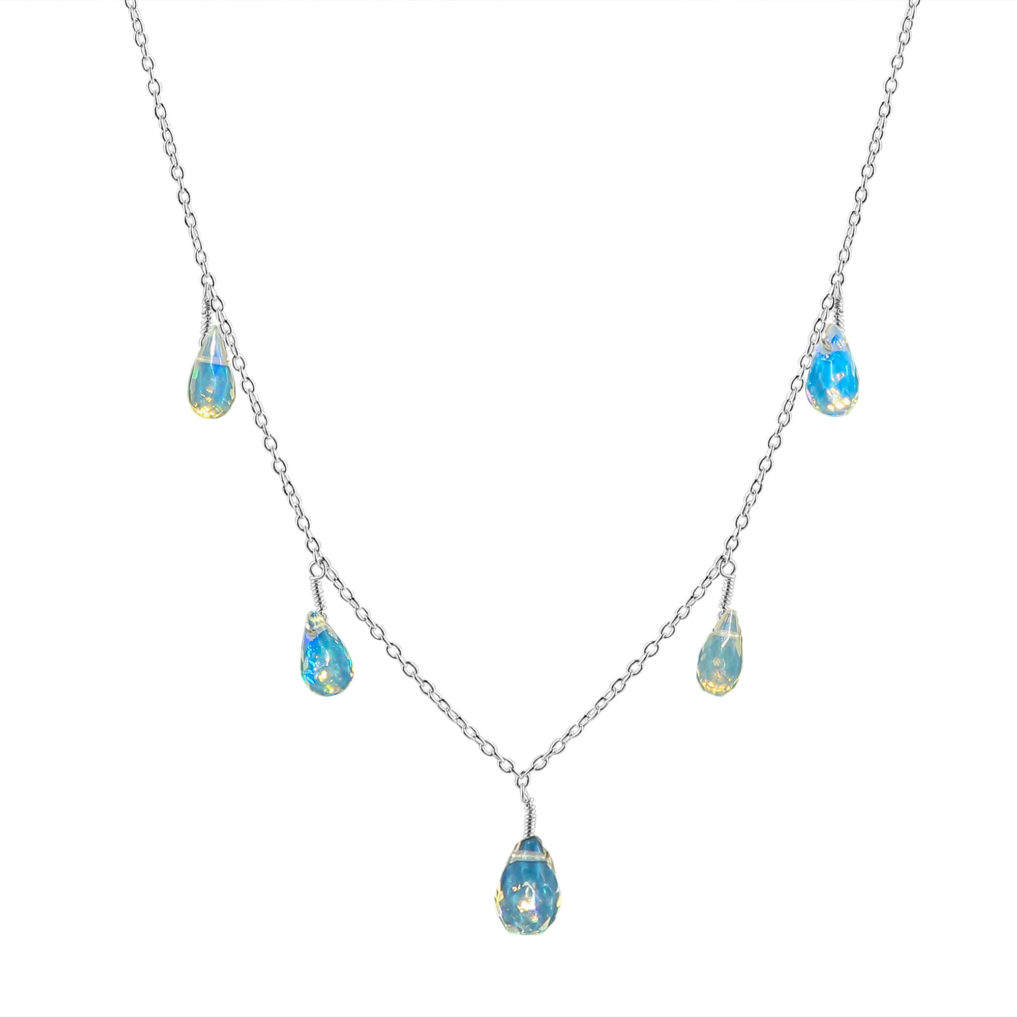 18 Ct 5-Drop Ethiopian Opal Necklace