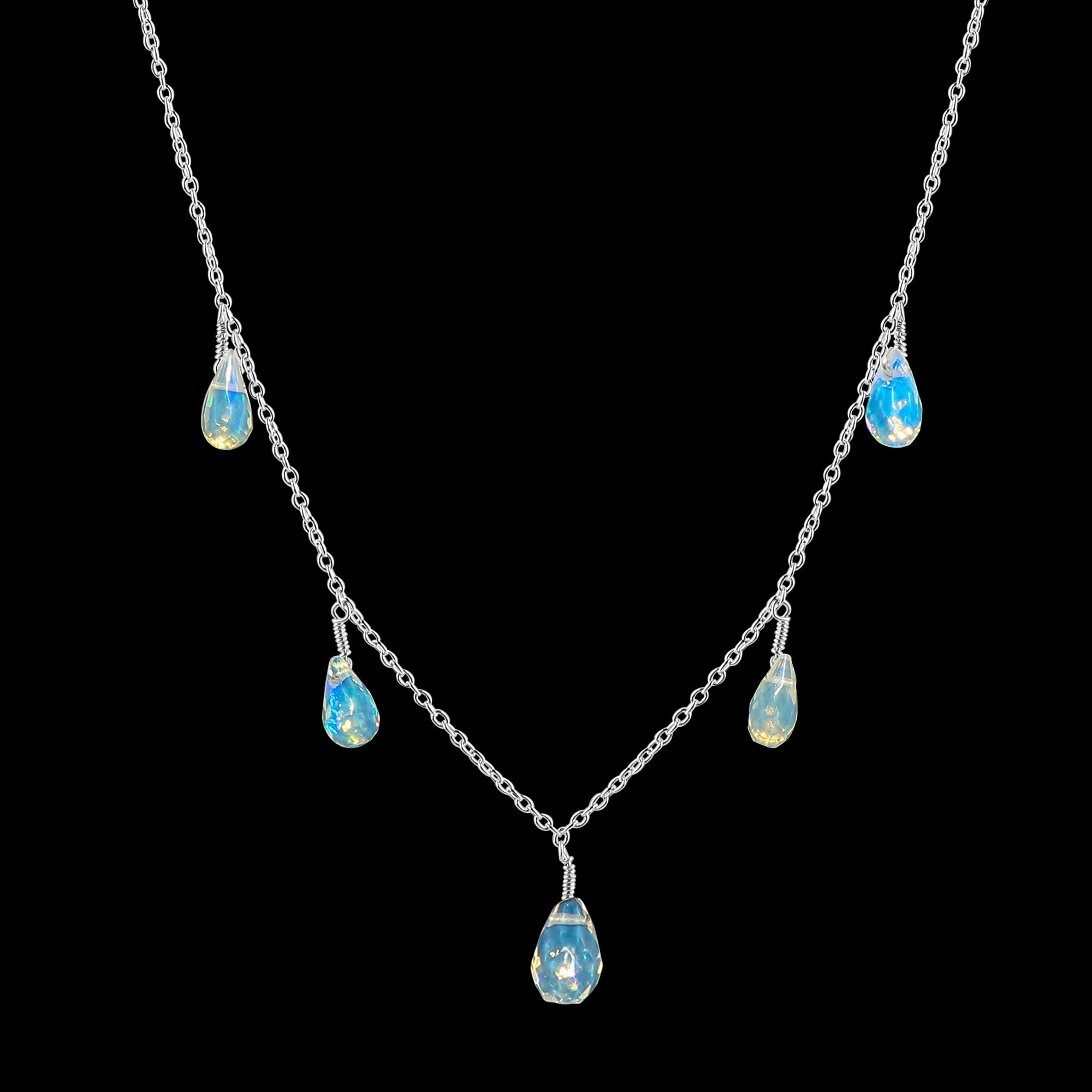 18 Ct 5-Drop Ethiopian Opal Necklace