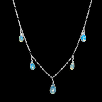 Dazzling designs in a Necklace with 18 Ct 5 Drop Ethiopian Opal in 925 silver