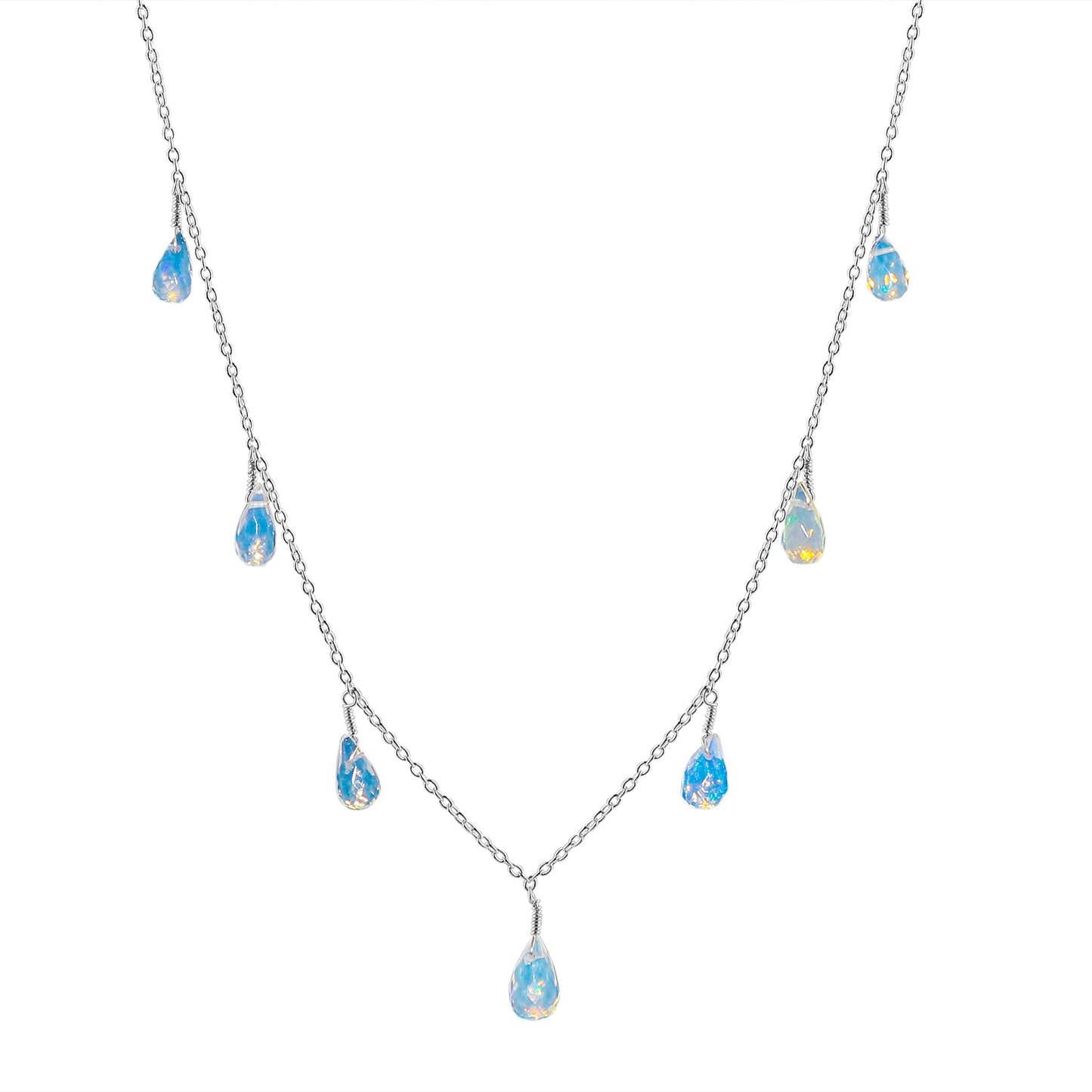 Rare Multicoloured Gemstone 22 Ct 7 Drop Ethiopian Necklace