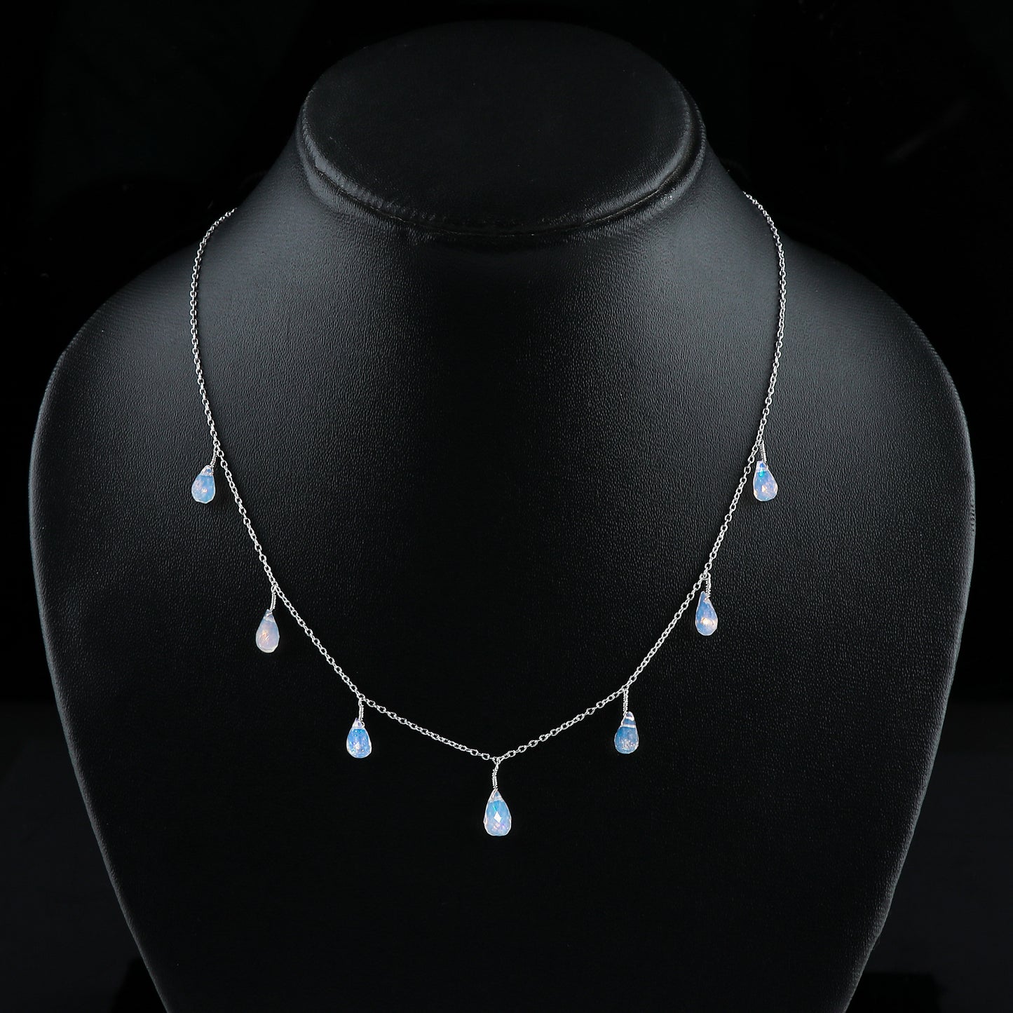 Stunning Multicolour 22 Ct 7 Drop Ethiopian Opal Necklace