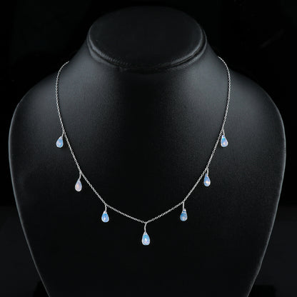 Stunning Multicolour 22 Ct 7 Drop Ethiopian Opal Necklace