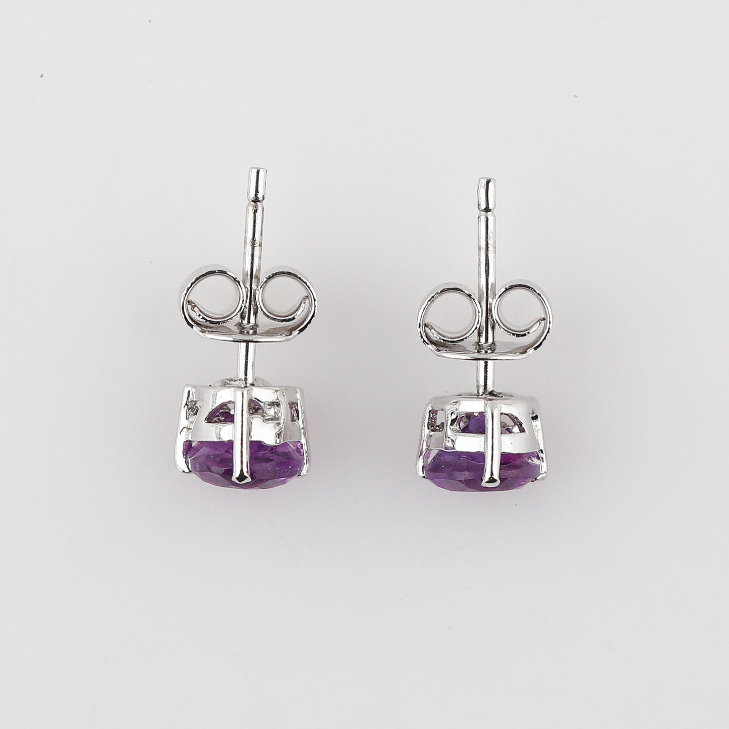 Natural Amethyst Heart-Shaped Stud Earrings – Brilliant Cut Gemstone