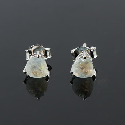 Elegant Moonstone Heart‑Shape Stud Earrings | Natural Gemstone Silver Jewelry