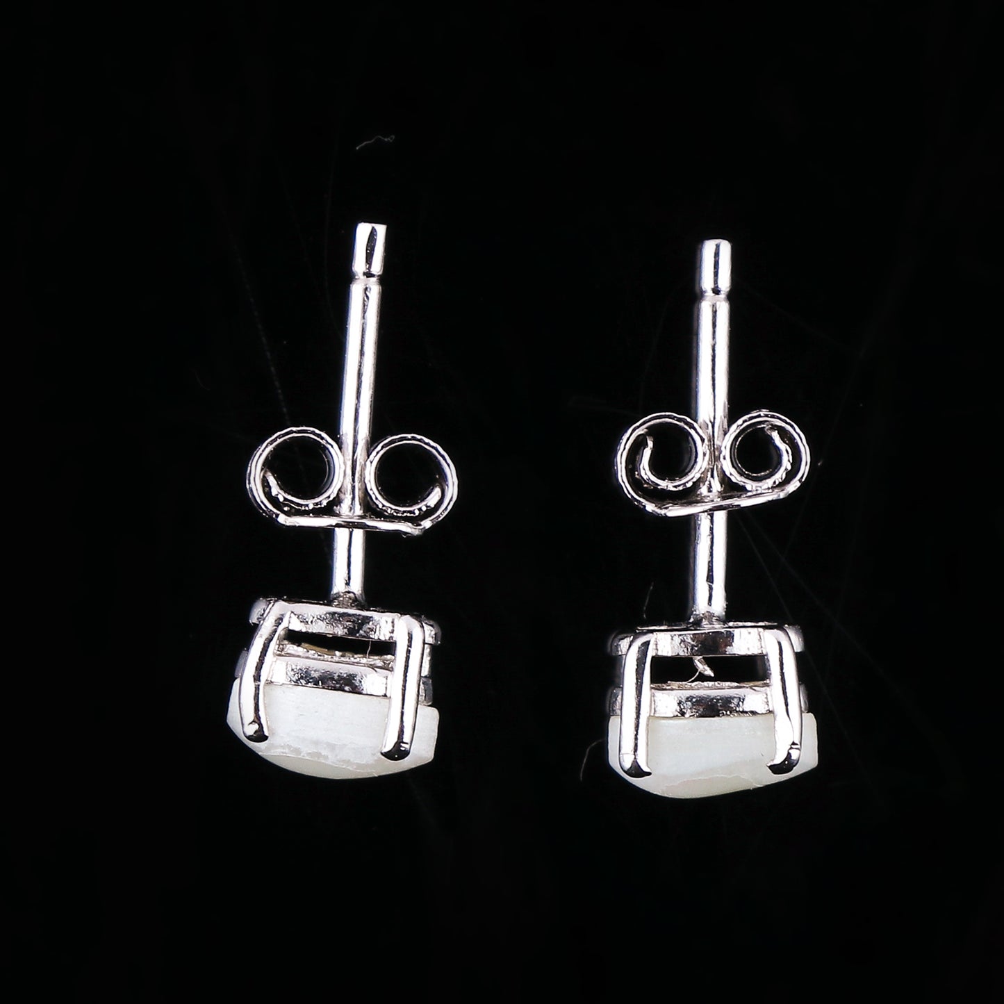 Natural White Pearl Oval Stud Earrings 925 Sterling Silver | Elegant Gemstone Jewelry