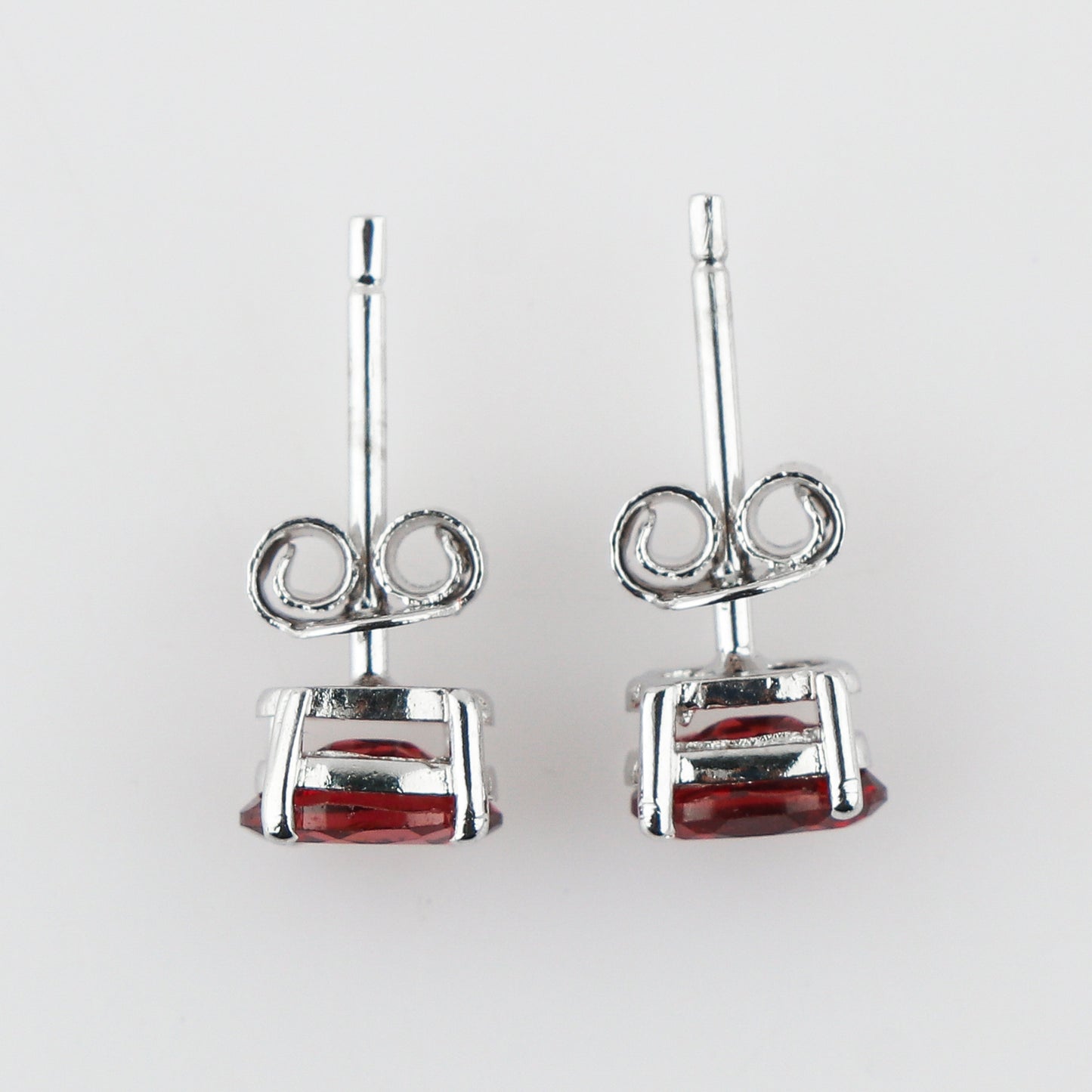 Red Garnet Crystal Stud Earrings | Brilliant‑Cut Oval Natural Gem in 925 Sterling Silver